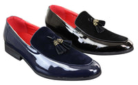 Mocasines de hombre de charol sintético y ante.