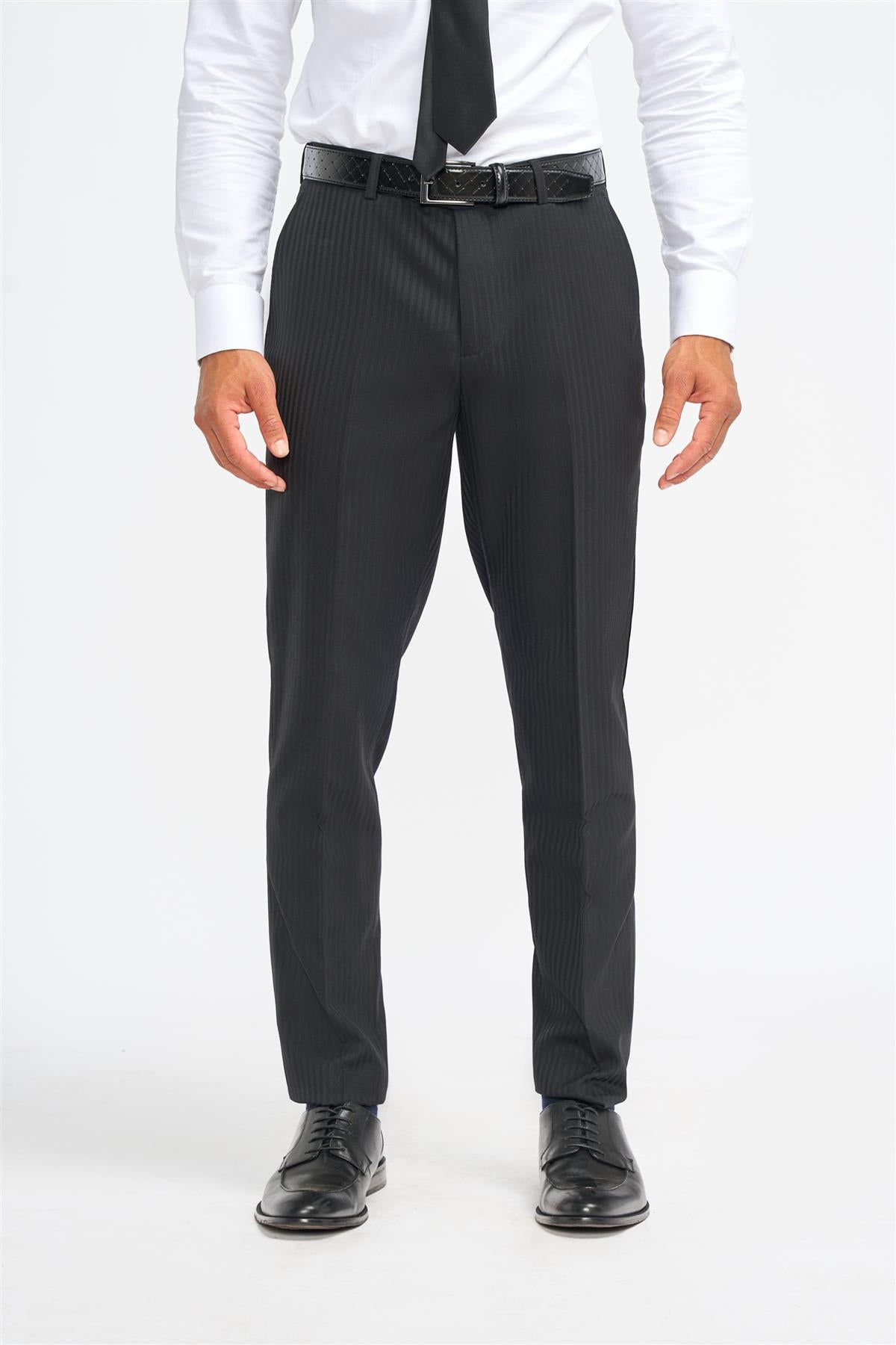 Roberto - Pantalones formales de hombre con rayas negras