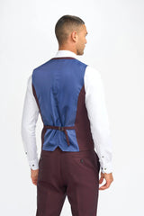 Caridi - Pantalones de hombre a cuadros color burdeos