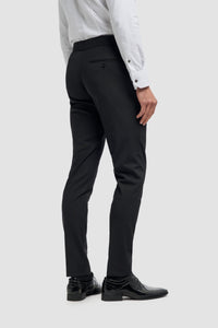Aspen - Pantalones clásicos negros lisos para hombre