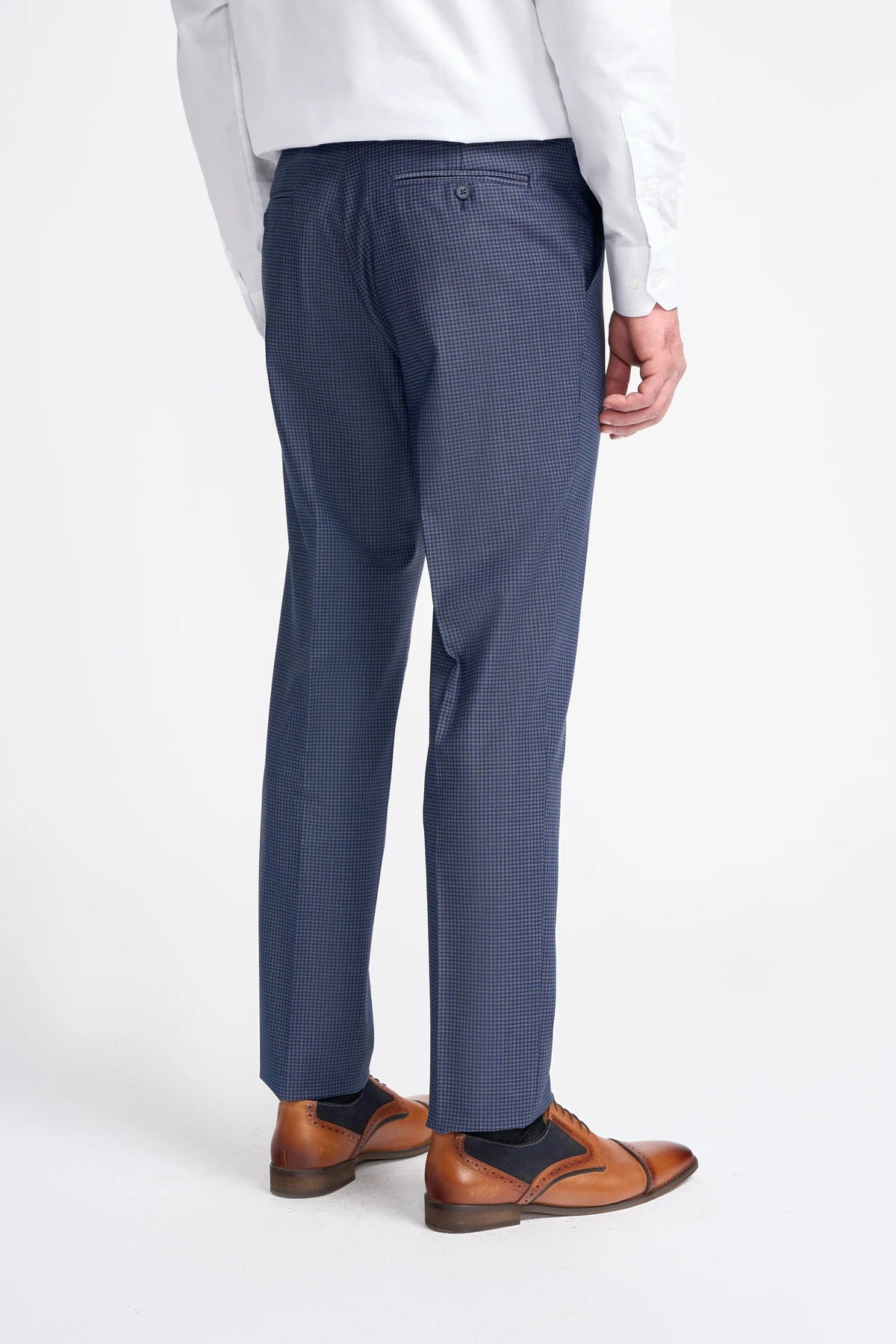 Bond - Pantalones de cuadros azul marino para hombre