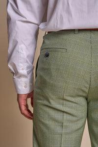 Caridi - Pantalones de hombre a cuadros verde salvia