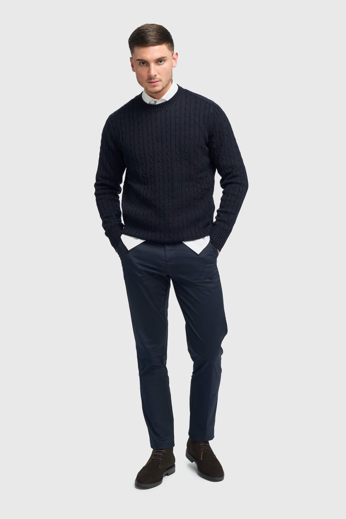 Mario - Pantalones clásicos de verano azul marino para hombre
