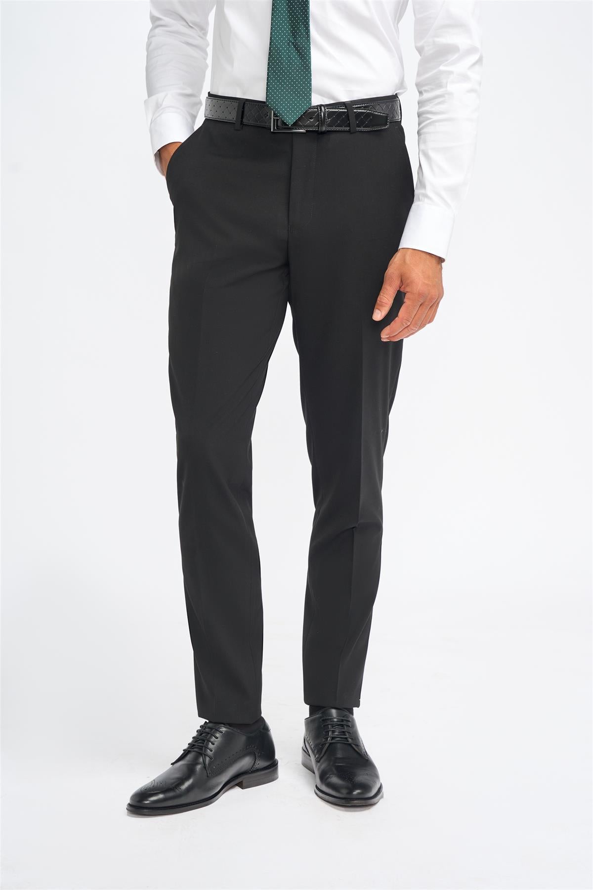 Malibu - Pantalones formales negros para hombre