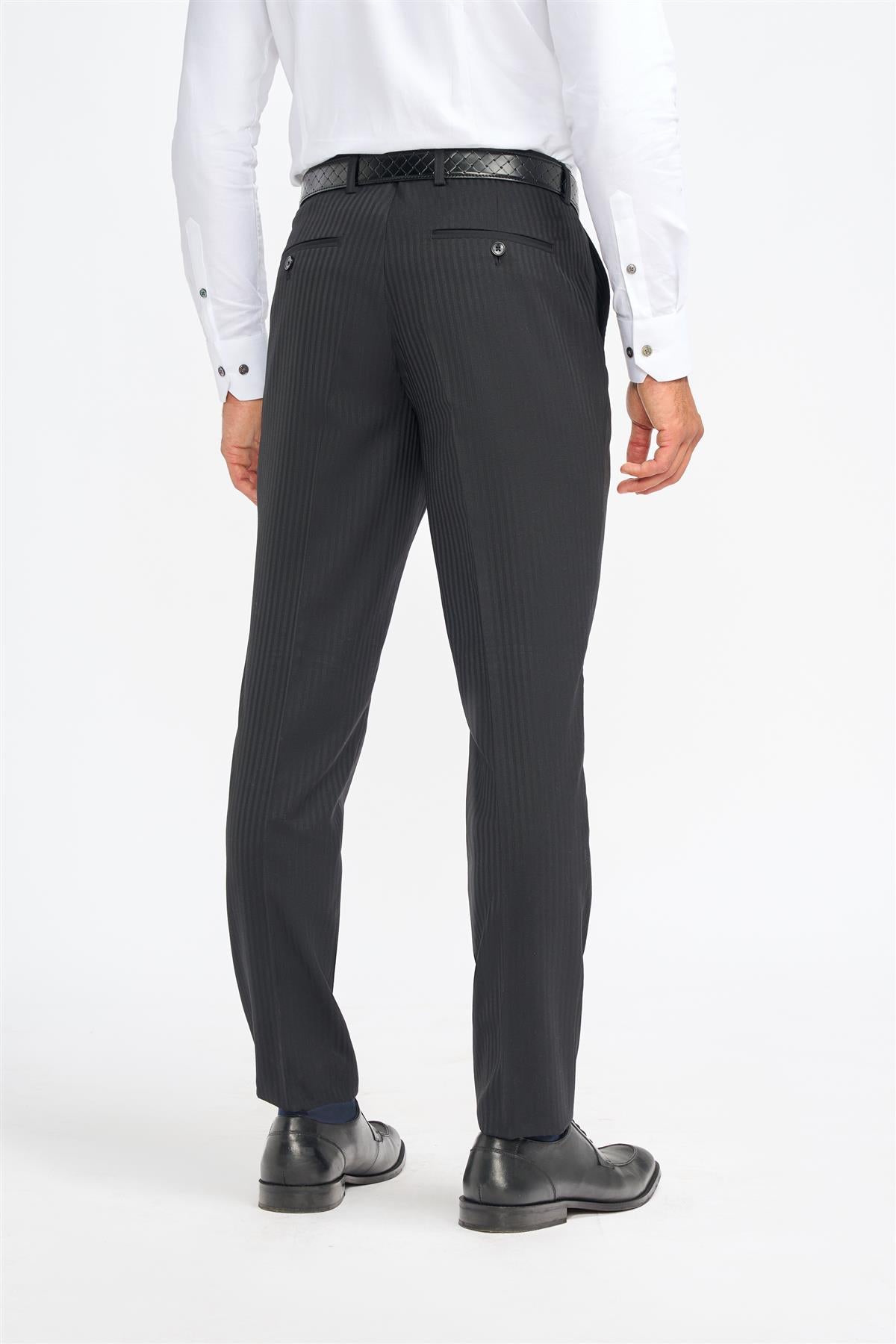 Roberto - Pantalones formales de hombre con rayas negras