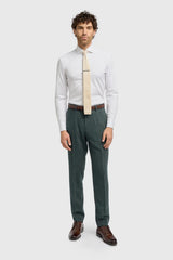Thomas - Pantalones de hombre de tweed de espiga de mezcla de lana color oliva