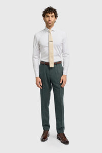 Thomas - Pantalones de hombre de tweed de espiga de mezcla de lana color oliva