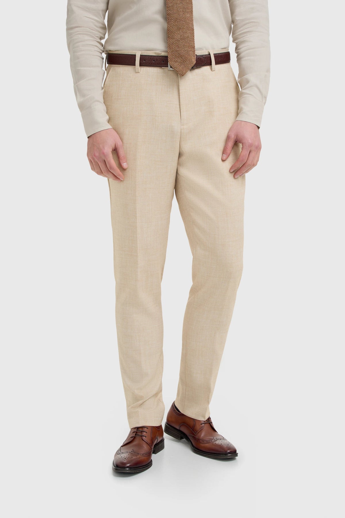 Malibu - Pantalones texturizados beige para hombre