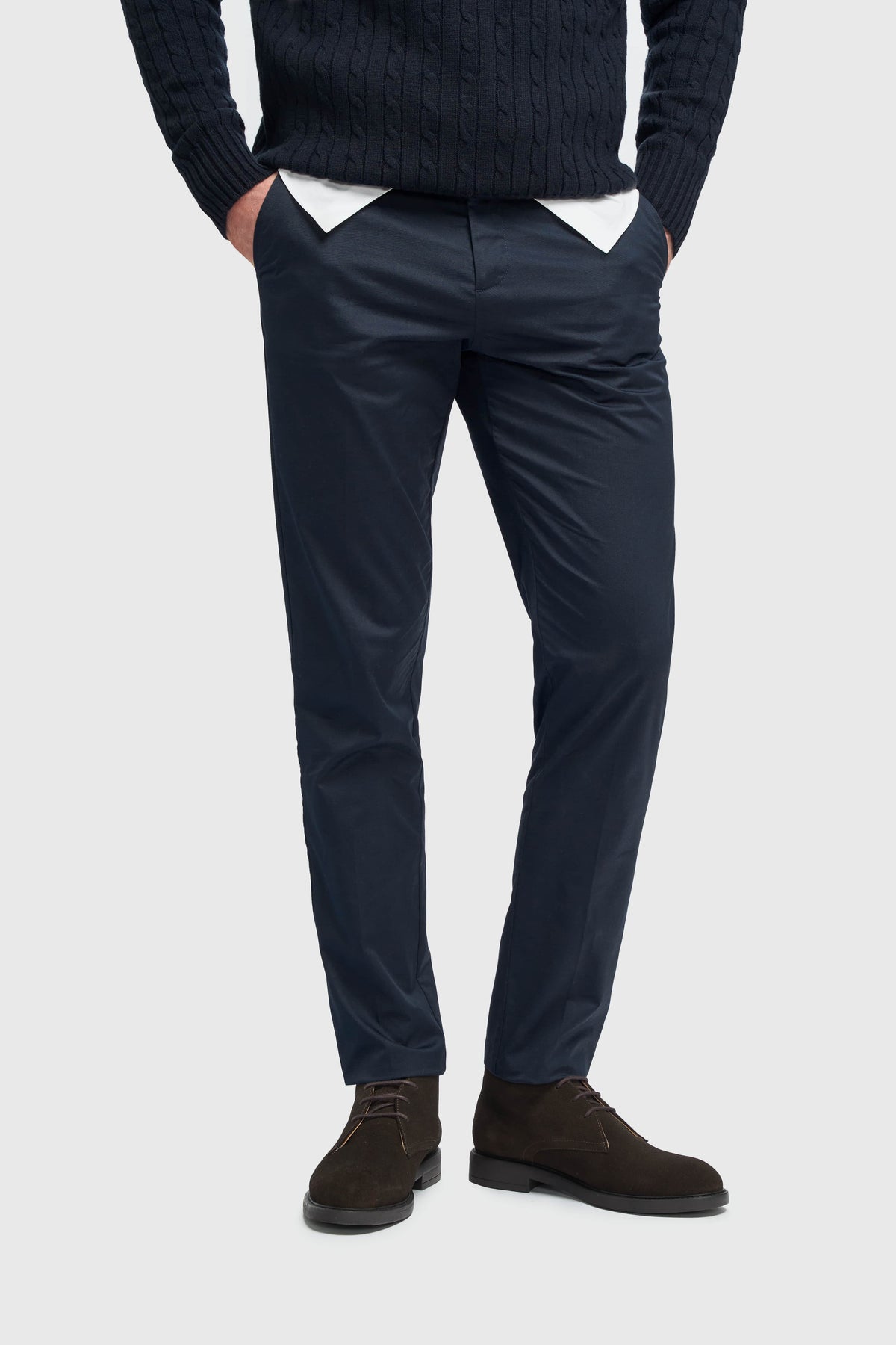Mario - Pantalones clásicos de verano azul marino para hombre