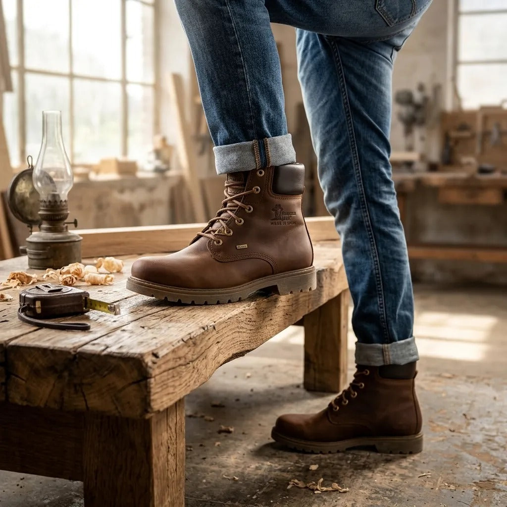 03 GTX C1 - Botines de cuero impermeables color marrón corteza para hombre