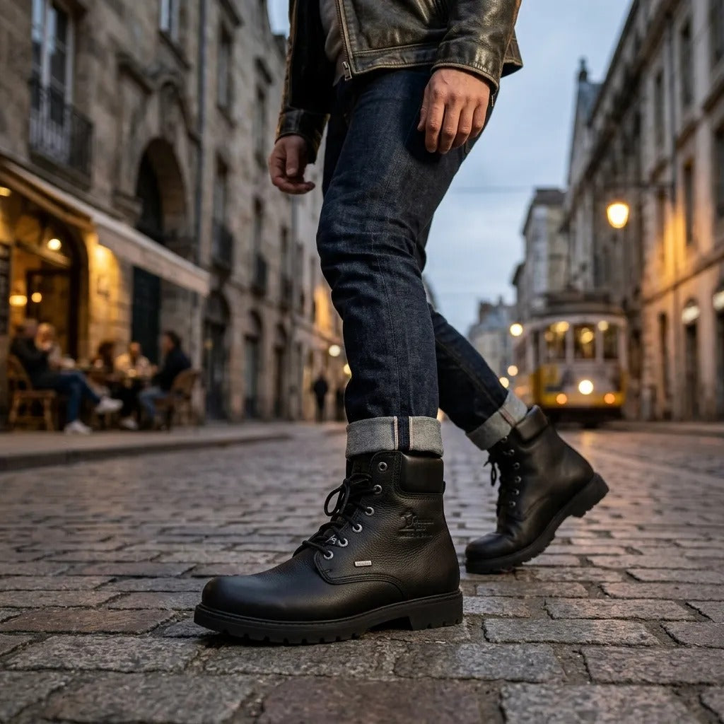 03 GTX C2 - Botines de cuero impermeables negros para hombre