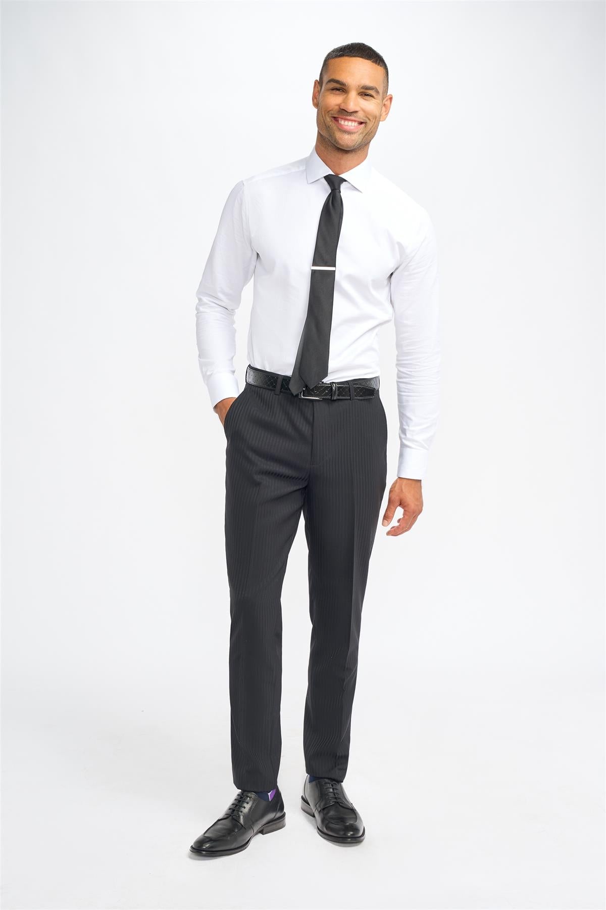 Roberto - Pantalones formales de hombre con rayas negras