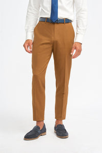 James - Pantalones formales de hombre color marrón camel