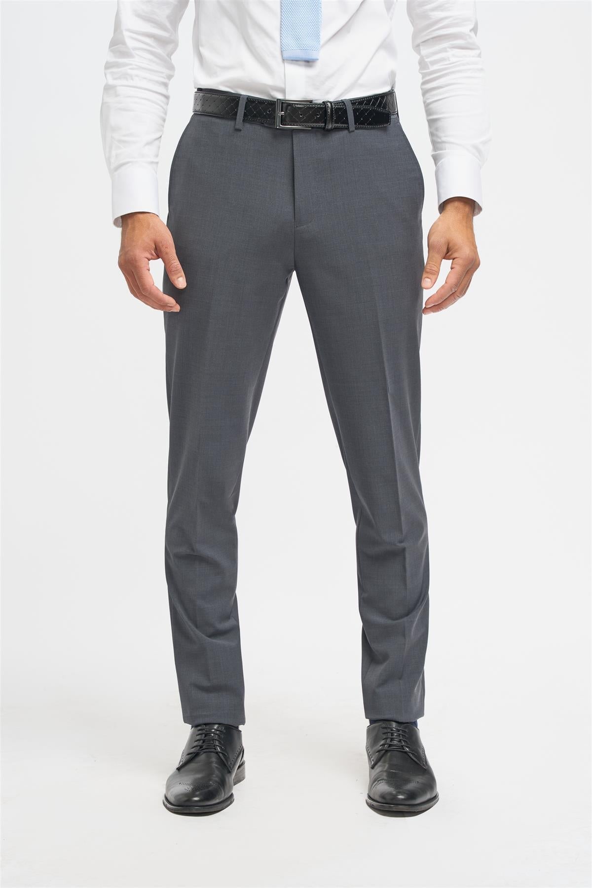 Bond - Pantalones formales de hombre color carbón