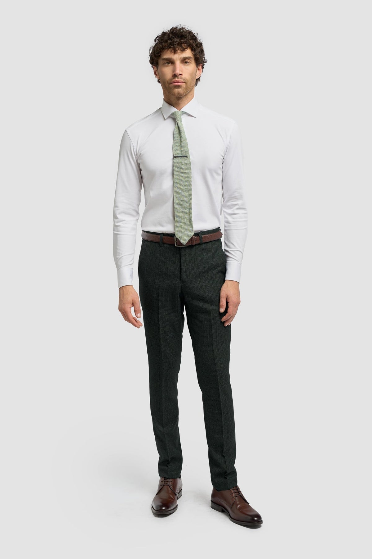 Caridi - Pantalones de tweed verde oliva para hombre