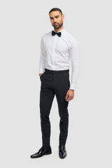 Aspen - Pantalones clásicos negros lisos para hombre