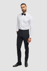 Aspen - Pantalones clásicos negros lisos para hombre