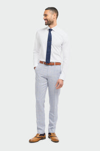 Caridi - Pantalones de boda azul claro para hombre