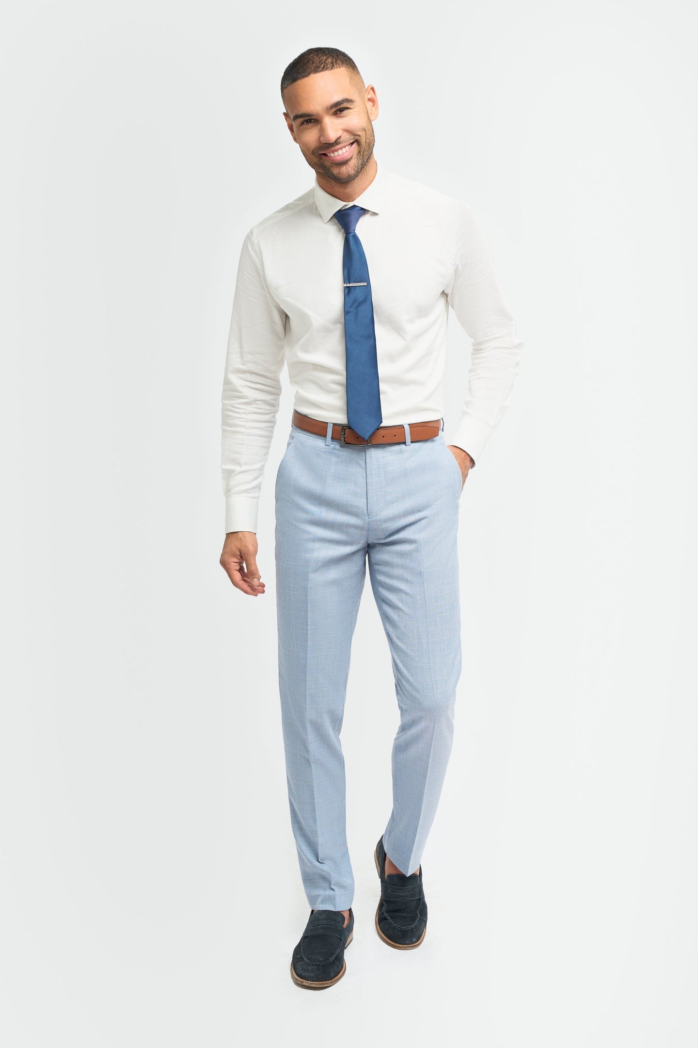 Miami - Pantalones azules de hombre con estampado de trama cruzada