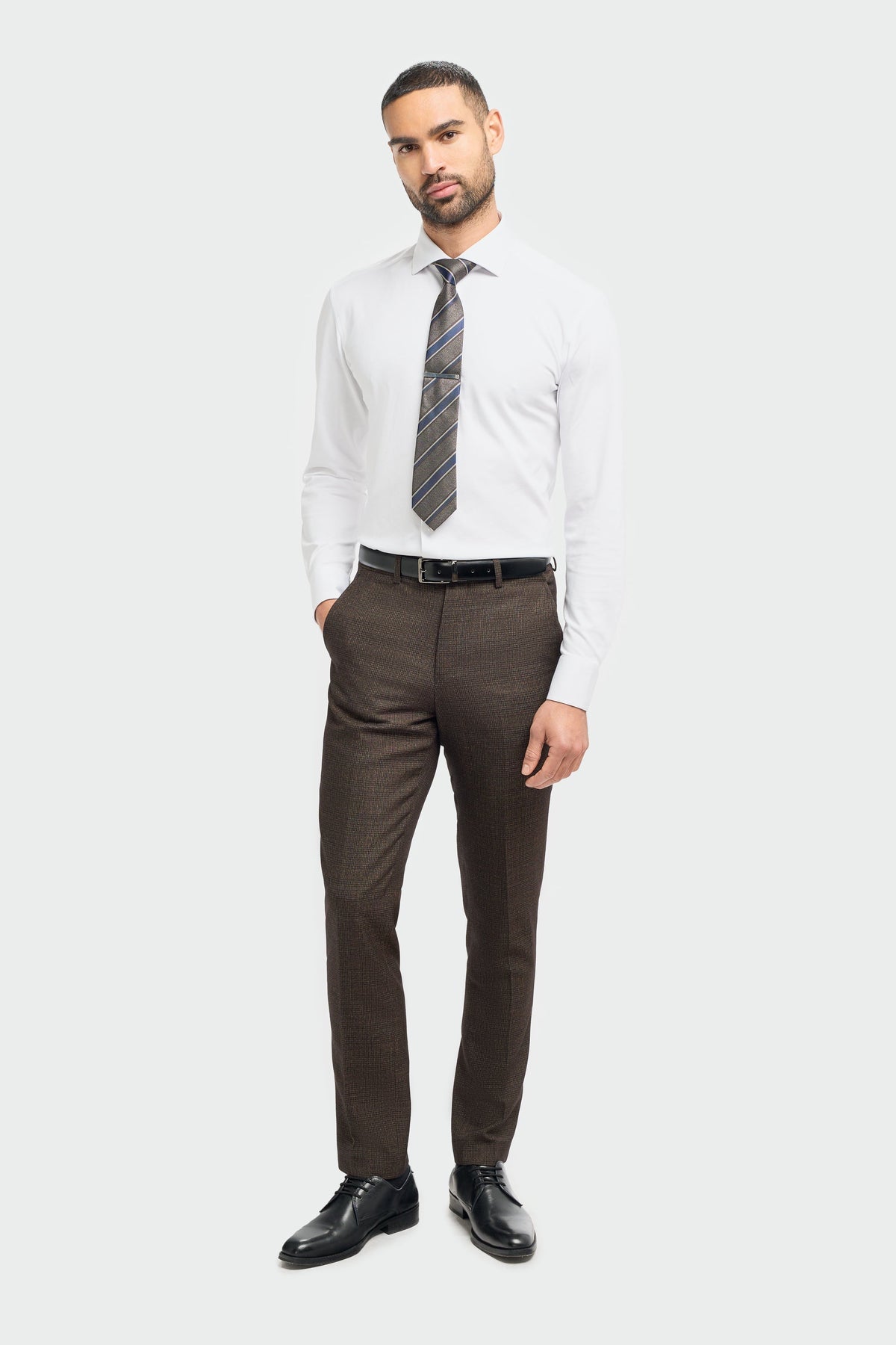 Caridi - Pantalones de tweed marrón para hombre