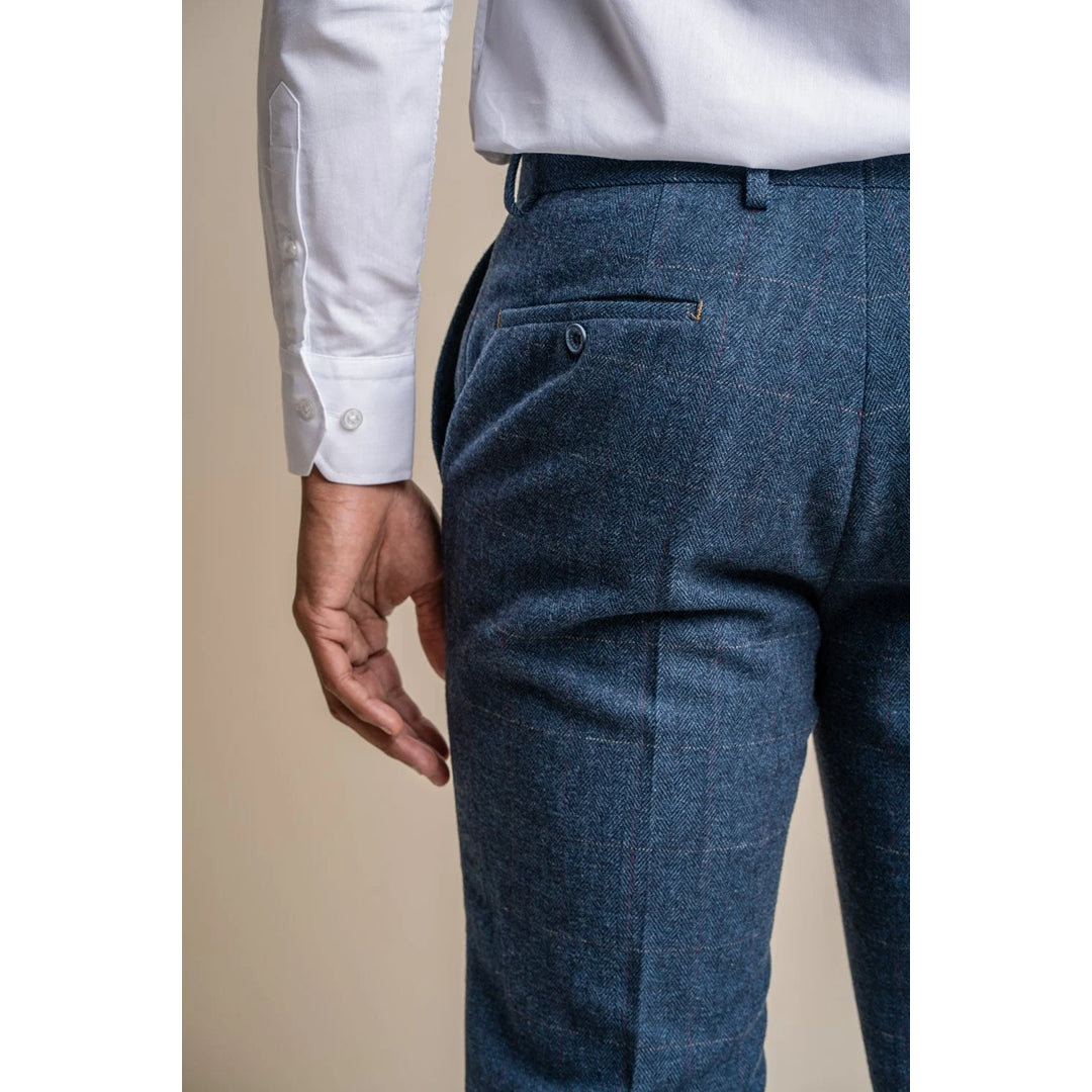 Pantalones de tweed a cuadros azules para hombre - Cavani Carnegi