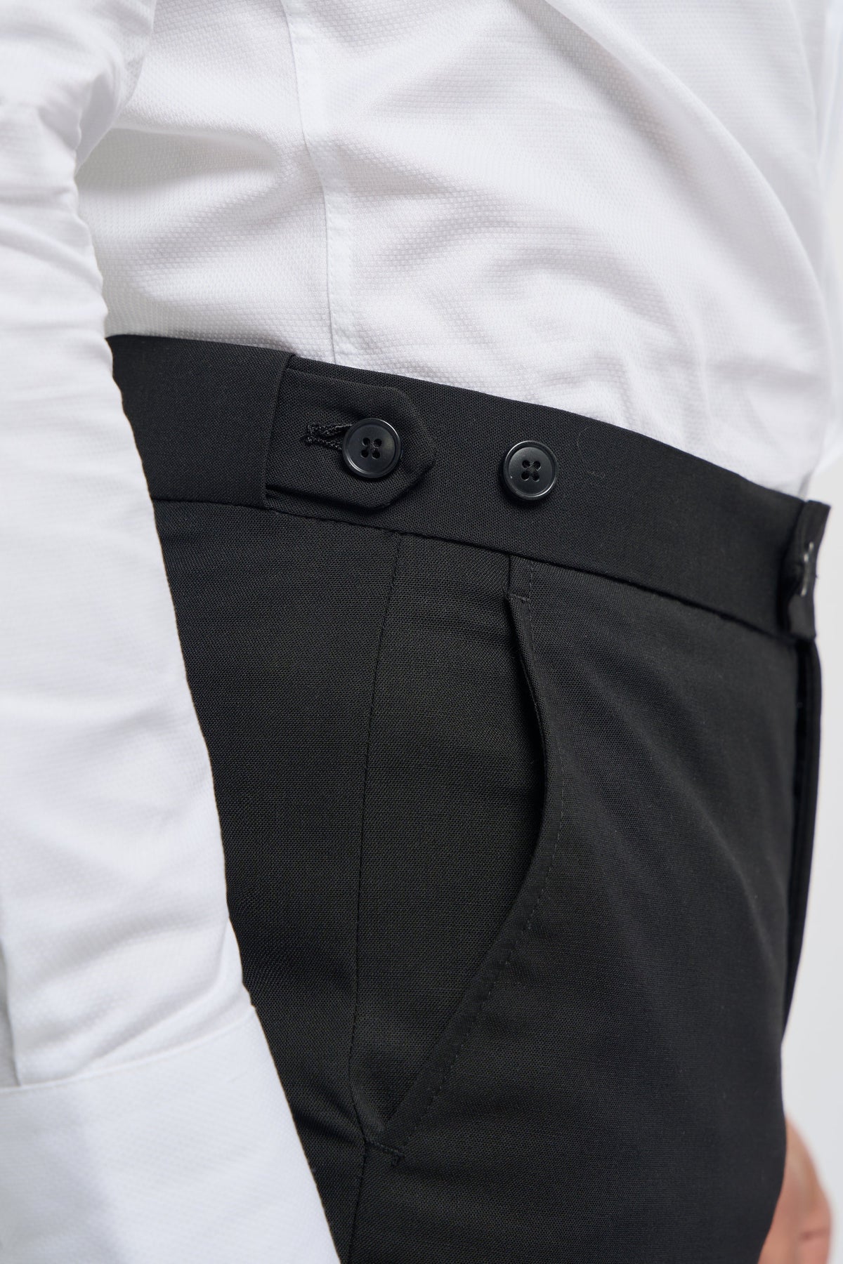 Aspen - Pantalones clásicos negros lisos para hombre