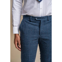 Pantalones de tweed a cuadros azules para hombre - Cavani Carnegi