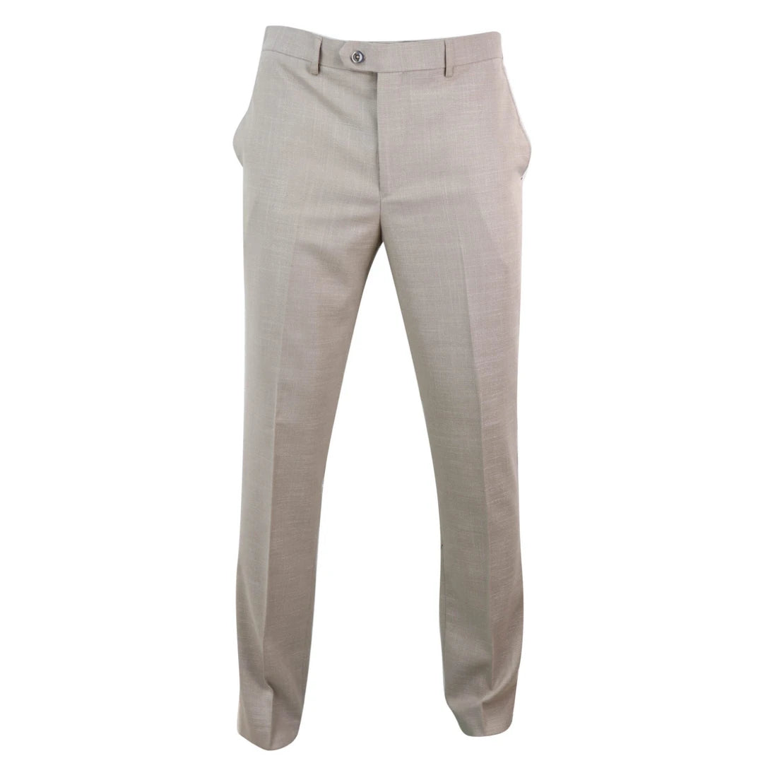 Sandon - Pantalones de hombre color crema con estampado de trama cruzada
