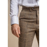 Albert - Pantalones de tweed marrón claro para hombre