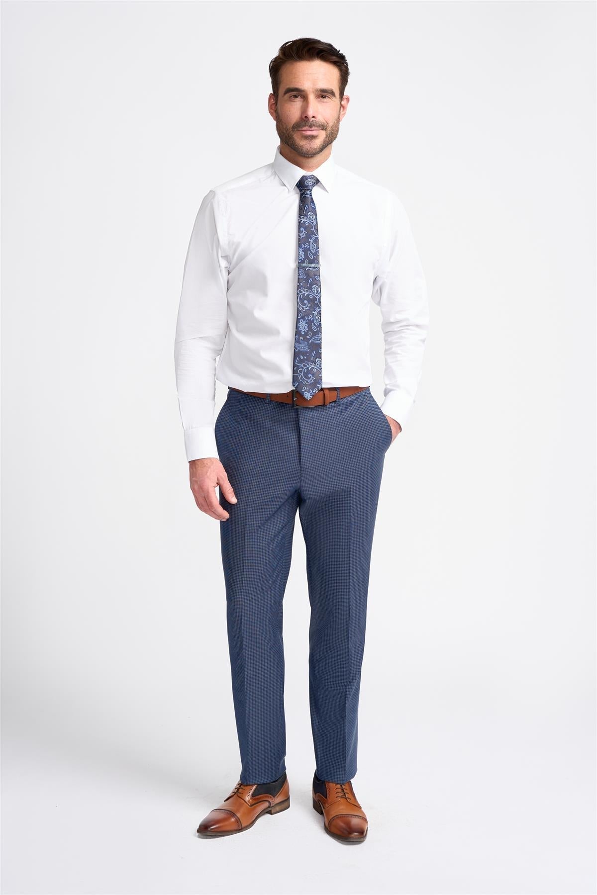 Bond - Pantalones de cuadros azul marino para hombre