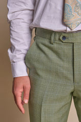 Caridi - Pantalones de hombre a cuadros verde salvia