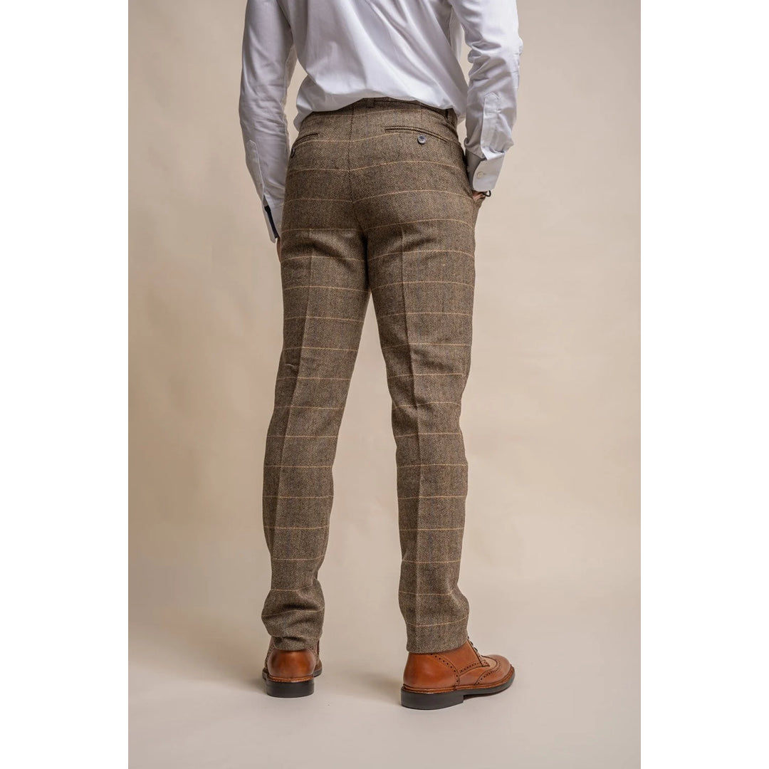 Albert - Pantalones de tweed marrón claro para hombre