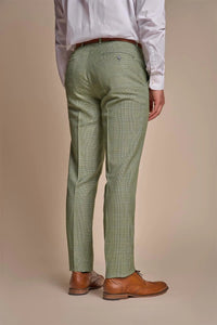Caridi - Pantalones de hombre a cuadros verde salvia