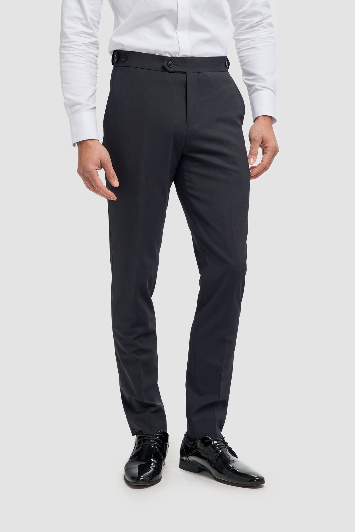 Aspen - Pantalones clásicos azul marino lisos para hombre