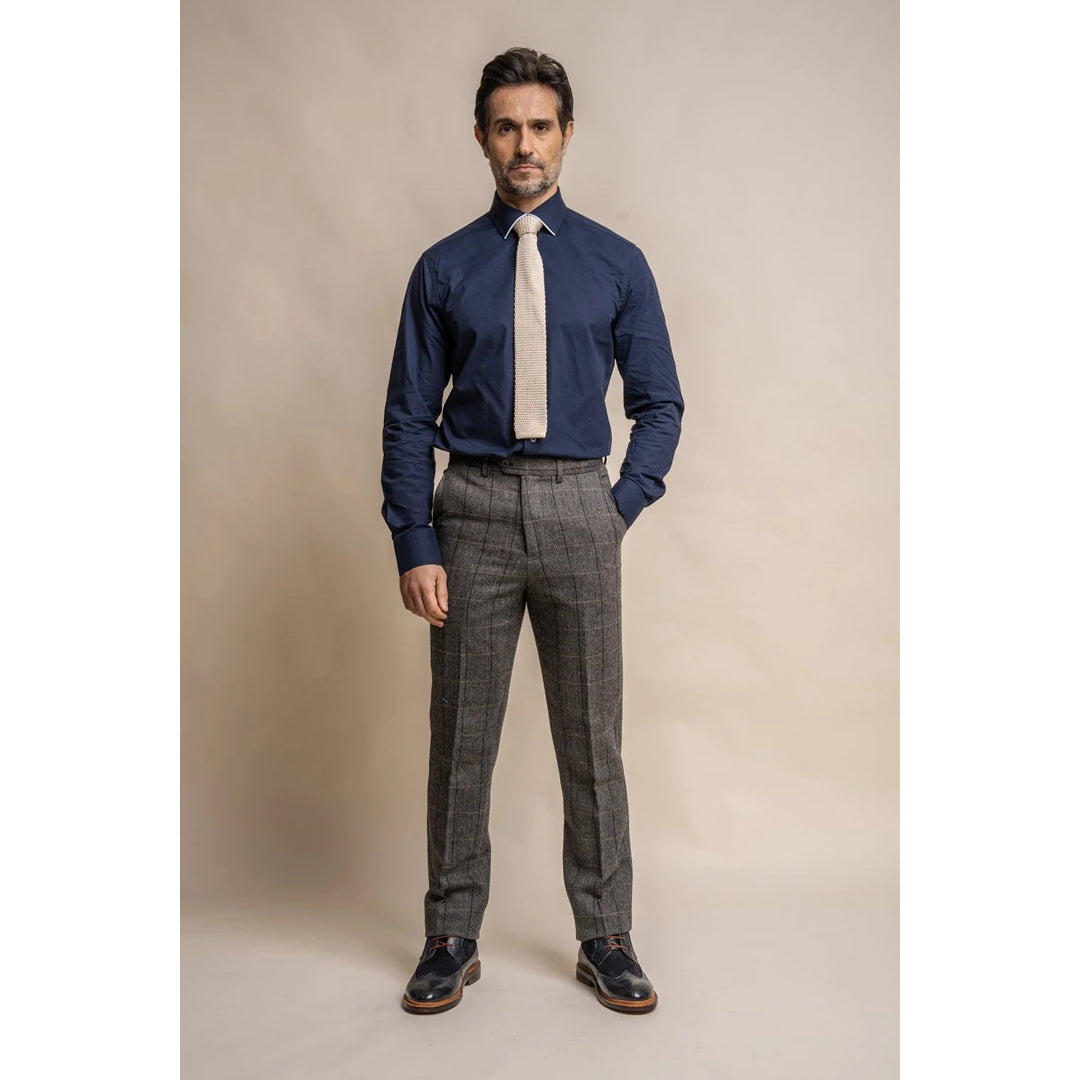 Albert - Pantalones de tweed gris para hombre