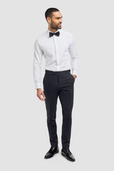 Aspen - Pantalones clásicos azul marino lisos para hombre