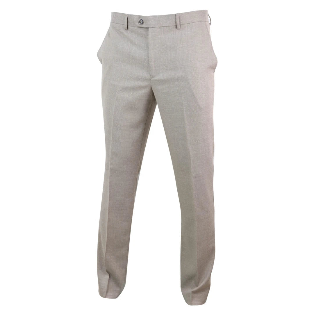 Sandon - Pantalones de hombre color crema con estampado de trama cruzada