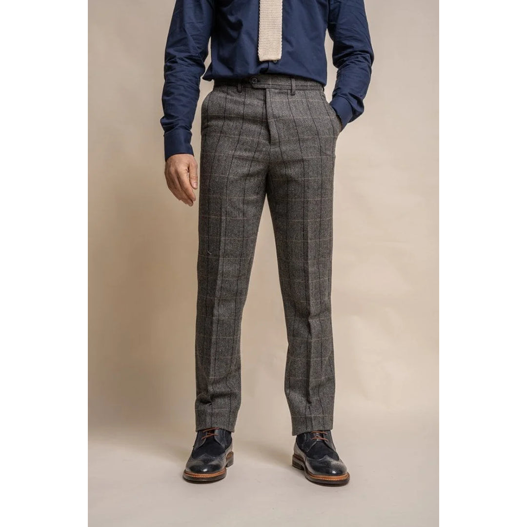 Albert - Pantalones de tweed gris para hombre