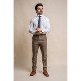 Albert - Pantalones de tweed marrón claro para hombre