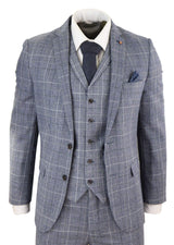 Harry Brown - Traje de tres piezas para hombre, color gris azulado, modelo Prince of Whales