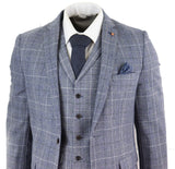 Harry Brown - Traje de tres piezas para hombre, color gris azulado, modelo Prince of Whales