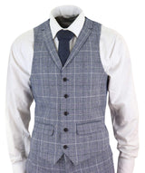 Harry Brown - Traje de tres piezas para hombre, color gris azulado, modelo Prince of Whales