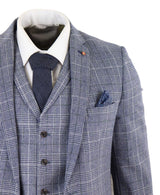 Harry Brown - Traje de tres piezas para hombre, color gris azulado, modelo Prince of Whales
