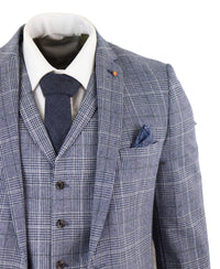 Harry Brown - Traje de tres piezas para hombre, color gris azulado, modelo Prince of Whales
