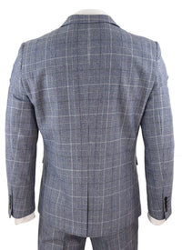 Harry Brown - Traje de tres piezas para hombre, color gris azulado, modelo Prince of Whales