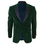 Blazer de esmoquin de terciopelo verde para hombre con solapas de satén, ideal para cenas, bodas y graduaciones. Traje de etiqueta.