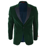 Blazer de esmoquin de terciopelo verde para hombre con solapas de satén, ideal para cenas, bodas y graduaciones. Traje de etiqueta.