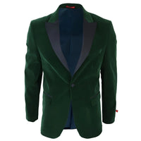Blazer de esmoquin de terciopelo verde para hombre con solapas de satén, ideal para cenas, bodas y graduaciones. Traje de etiqueta.