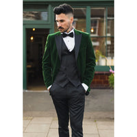 Blazer de esmoquin de terciopelo verde para hombre con solapas de satén, ideal para cenas, bodas y graduaciones. Traje de etiqueta.