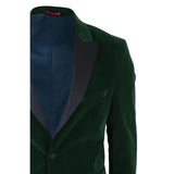 Blazer de esmoquin de terciopelo verde para hombre con solapas de satén, ideal para cenas, bodas y graduaciones. Traje de etiqueta.